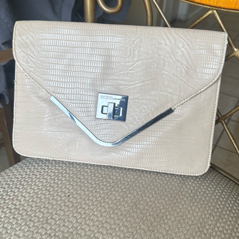 BCBGeneration Cream Clutch Bag